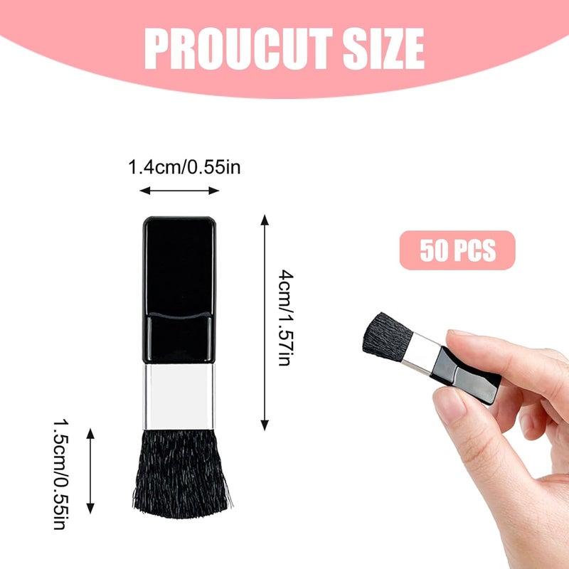 Binxus 50Pcs Disposable Cosmetic Brush Small Blush Brushes Mini Cosmetic Brush Makeup Portable Powder Brush for Mixing Liquid, Cream or Powder Cosmetics (Black) - Image 2